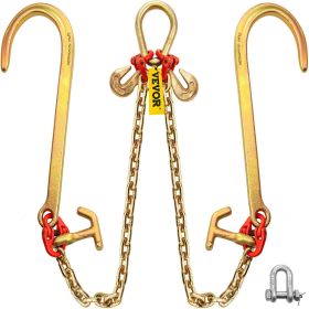 VEVOR V Bridle Chain, 5/16 in x 2 ft Tow Chain Bridle, Grade 80 V-Bridle Transport Chain, 9260 Lbs Break Strength with TJ Hooks & Grab Hooks