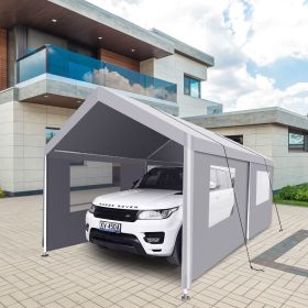 Carport, 10×20 Heavy Duty Portable Carport Garage Tent for Outdoor Storage Shelter grey (Color: as Pic)