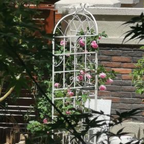 4 Pack Metal Garden Trellis 71" x 19.7" Rustproof Trellis for Climbing Plants Outdoor Flower Support (Color: CREAM WHITE)