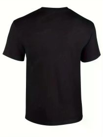 1pc Black T-Shirt with Tactical Vest Print - Short Sleeve Crew Neck Casual Tee - Machine (Color: pureBlack, size: M_pure)